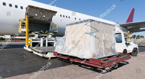 stock photo loading platform of air freight to the aircraft 429335161