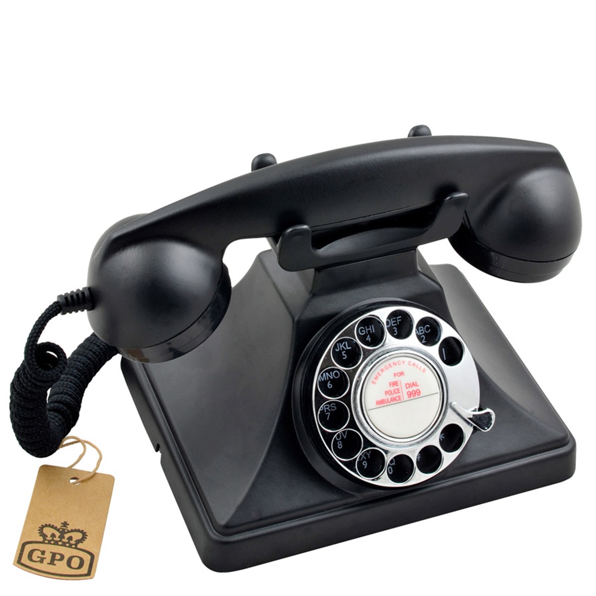 GPO 200 Téléphone vintage - Cadran rotatif, cordon en tissu, sonnerie à  cloche traditionnelle - Noir : : High-Tech