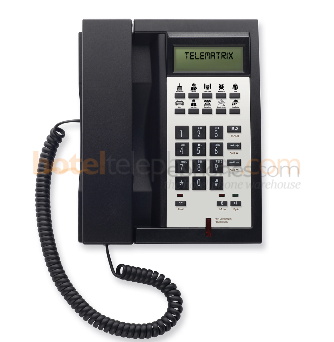 TeleMatrix 3300IP MWD SIP 1 line hotel10 button telephone +speaker black TeleMatrix 3300